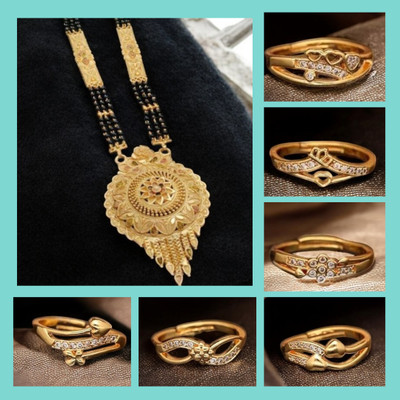 Hetshree Brass Gold-plated Gold, Multicolor Jewellery Set(Pack of 7)