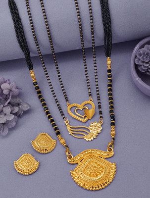 YEMBON Brass Gold-plated Gold, Black Jewellery Set(Pack of 1)