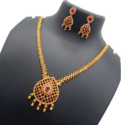 Royal Covering Brass, Stone, Copper Gold-plated Gold, Pink, White Jewellery Set(Pack of 2)