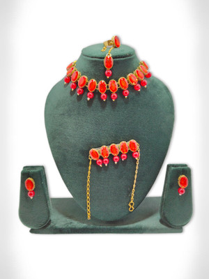 RAUNAK CREATION Alloy Maroon Jewellery Set(Pack of 1)