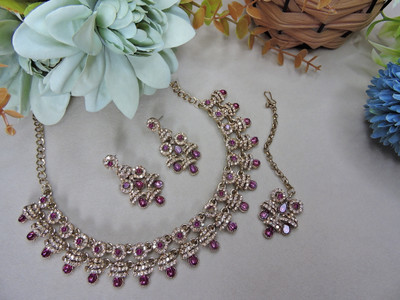 VATSALYA creation Alloy Gold-plated Purple Jewellery Set(Pack of 1)