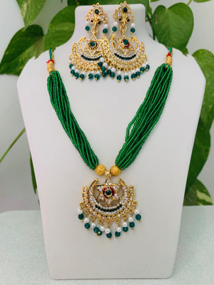 Dhanlaxmi Creation Copper Gold-plated Green Jewellery Set(Pack of 1)