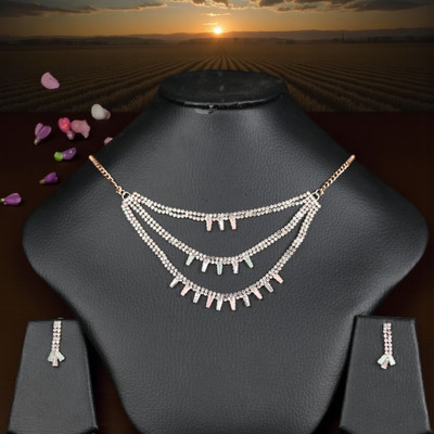 Shreeji Jewels Brass Rose Gold Jewellery Set(Pack of 2)