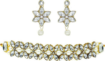Nivaan Alloy Gold-plated White Jewellery Set(Pack of 1)