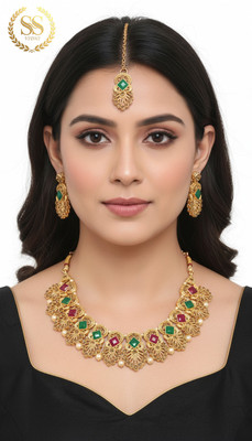SSvidhi Jewels Brass Gold-plated, Brass Gold Jewellery Set(Pack of 1)