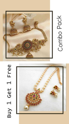 DIKSHA COLLECTION Alloy Gold-plated Multicolor Jewellery Set(Pack of 1)