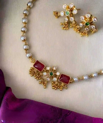 ARADHEMA Alloy Gold-plated White, Gold, Silver Jewellery Set(Pack of 1)