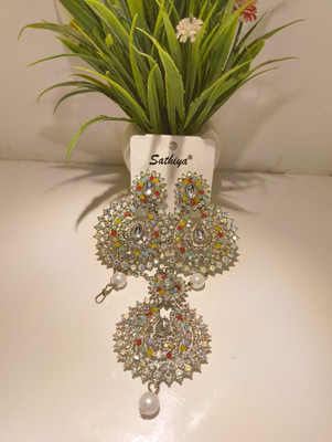Sathiya Alloy Silver Multicolor Jewellery Set(Pack of 1)
