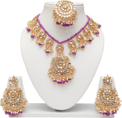 Swarajshop Alloy Gold-plated Purple Jewellery Set(Pack of 1)