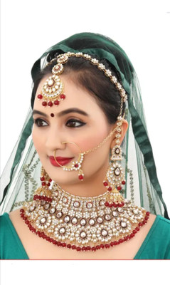 KK IMMITATION Alloy Rhodium Maroon Jewellery Set(Pack of 1)
