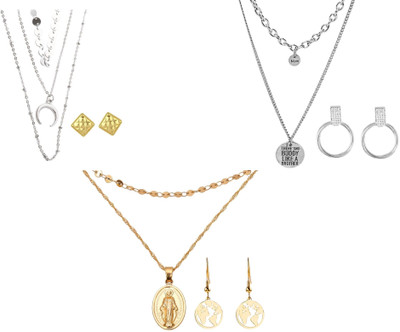 Anna Stella Metal Multicolor Jewellery Set(Pack of 3)