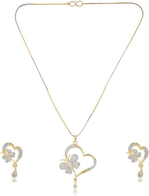 Bhagya Lakshmi Alloy Gold-plated White Jewellery Set(Pack of 1)