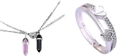 ruby collection Alloy Pink, Black, Silver Jewellery Set(Pack of 2)