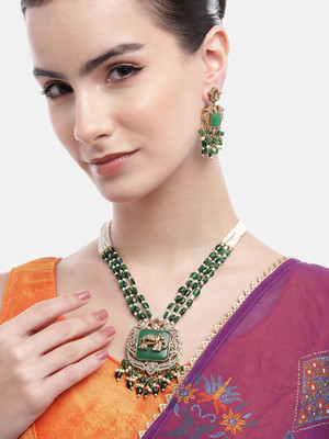 ANOUK Brass Gold-plated Green Jewellery Set(Pack of 3)