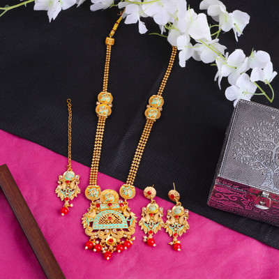 SS IMITATION JEWELLERY Alloy Gold-plated Red Jewellery Set(Pack of 3)