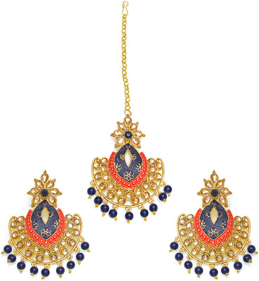 Vermont Brass Gold-plated Blue Jewellery Set(Pack of 3)