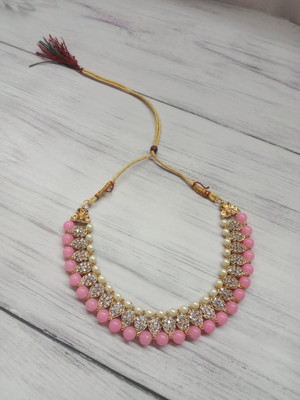 Vrinda Art Alloy Pink Jewellery Set(Pack of 1)