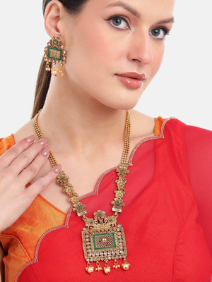 ANOUK Copper Gold-plated Green Jewellery Set(Pack of 3)