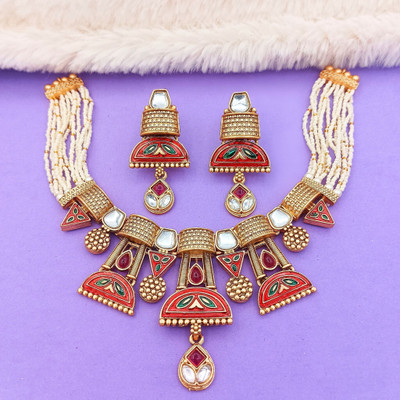 NANDAI Alloy Gold-plated Multicolor Jewellery Set(Pack of 1)