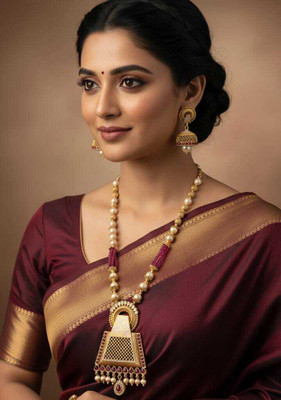 URVSSTORE Brass Gold-plated Purple Jewellery Set(Pack of 3)