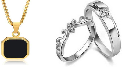 ruby collection Alloy Gold, Black, Silver Jewellery Set(Pack of 2)