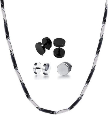 Juneja Enterprises Stainless Steel Black, Silver Jewellery Set(Pack of 1)
