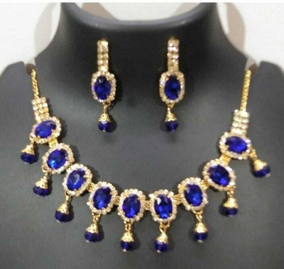 RAHUL TRADERS Alloy Gold-plated Blue Jewellery Set(Pack of 1)