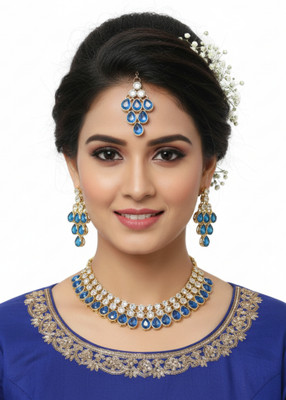 GetBling Alloy Blue Jewellery Set(Pack of 4)