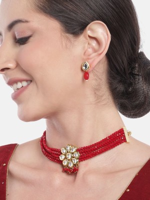 ANOUK Brass Gold-plated Red Jewellery Set(Pack of 1)