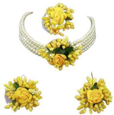 Riya Handcraftejewelry Fabric Yellow Jewellery Set(Pack of 1)