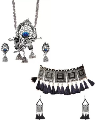 MIRAKKI INTERNATIONAL Oxidised Silver Silver Silver Jewellery Set(Pack of 2)