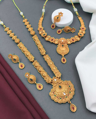 SHIVAY FASHION HUB Alloy Gold-plated Gold Jewellery Set(Pack of 2)