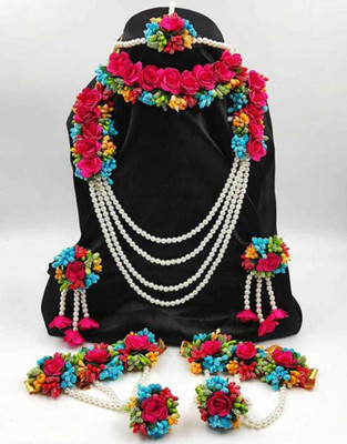 Anshiba Creation Fabric Multicolor, Red, Blue, Green Jewellery Set(Pack of 1)