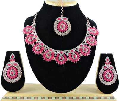 VATSALYA creation Alloy Gold-plated Ruby Red Jewellery Set(Pack of 1)