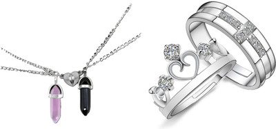 ruby collection Alloy Pink, Black, Silver, Platinum, White Jewellery Set(Pack of 2)