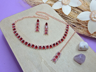 VATSALYA creation Alloy Gold-plated Maroon Jewellery Set(Pack of 1)