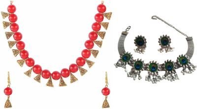 JMBW INTERNATIONAL Alloy Red, Gold, Silver, Blue, Green Jewellery Set(Pack of 2)