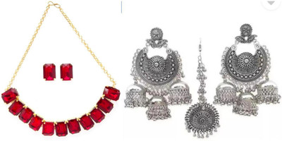 JMBW INTERNATIONAL Alloy Red, Silver, Gold Jewellery Set(Pack of 2)