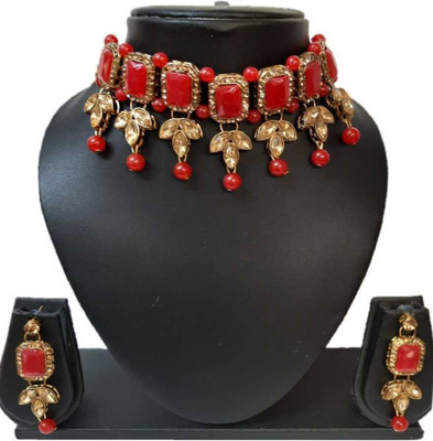 house of common Brass Gold-plated Red, Gold Jewellery Set(Pack of 1)