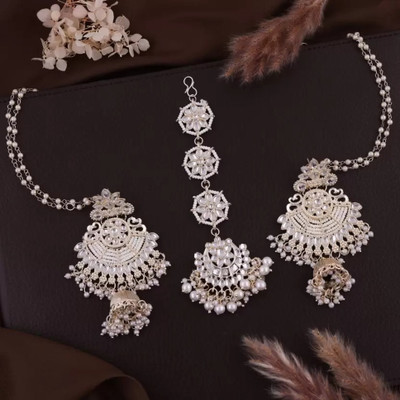 AANTRA FASHION Brass Gold-plated White, Gold Jewellery Set(Pack of 2)