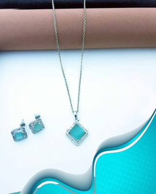 STYLISH FASHION HUB Alloy Silver Turquoise, Silver Jewellery Set(Pack of 1)