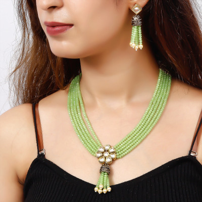 Shine Hub Brass Gold-plated Green Jewellery Set(Pack of 1)