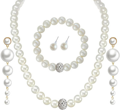 Pia Creations Metal White Jewellery Set(Pack of 1)