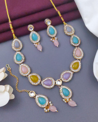 SPARSH JEWELRY Brass, Alloy Gold-plated, Brass Gold Jewellery Set(Pack of 4)