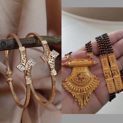 Dressberry Brass Gold-plated Blue, Purple Jewellery Set(Pack of 2)