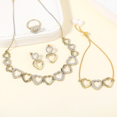 GehenabyEstele Alloy Gold-plated White Jewellery Set(Pack of 5)