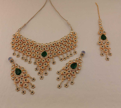 Marsify World Brass, Alloy Sterling Silver Gold, Green Jewellery Set(Pack of 1)