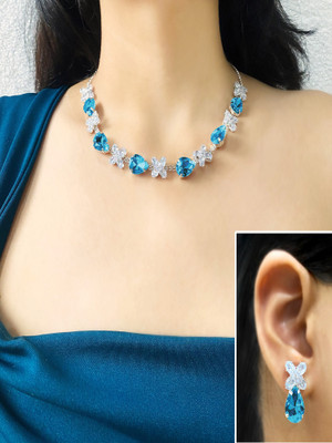 OChori Stone, Alloy Silver Blue, Silver Jewellery Set(Pack of 1)