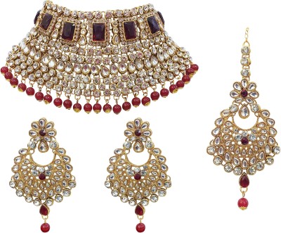 Anahat collection Alloy Gold-plated Gold, Maroon Jewellery Set(Pack of 1)