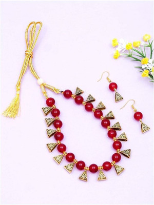SKG Fashion Store Alloy Gold-plated Red Jewellery Set(Pack of 1)